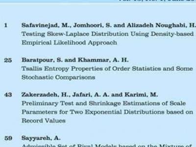 The sixth issue last version of Journal of Statistical Research of Iran (JSRI) released